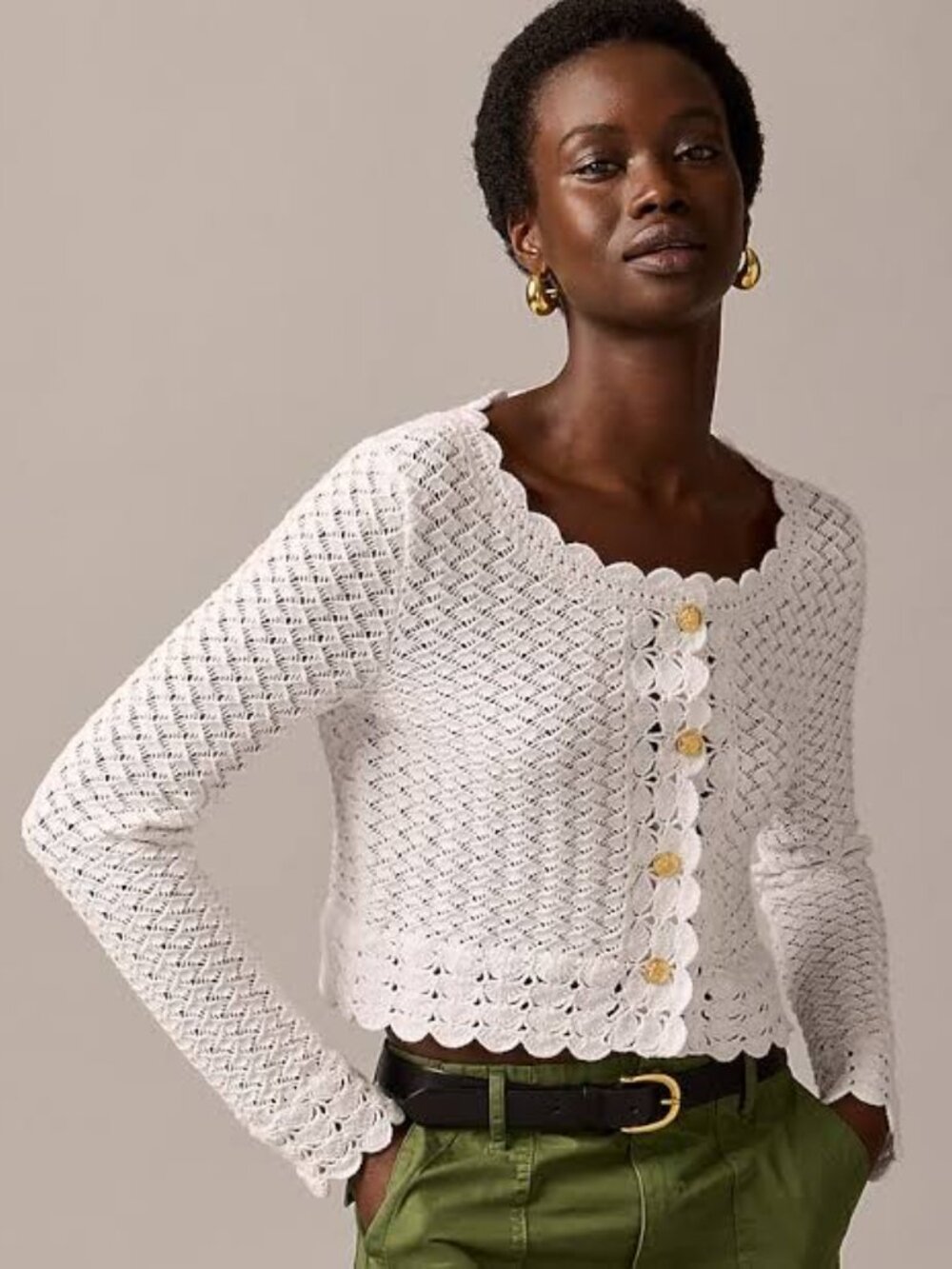 J.Crew Crochet Cropped Cardigan Sweater